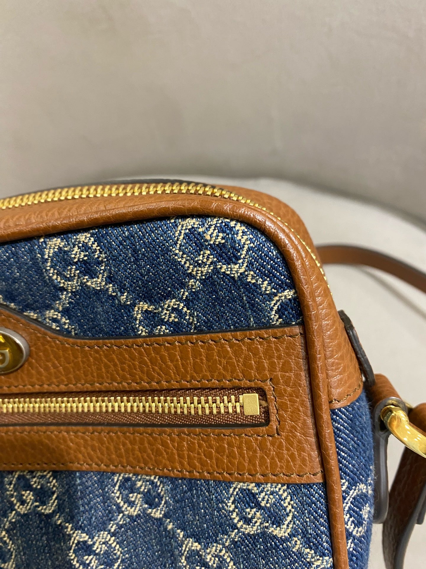 Gucci - Denim Camera Bag - Denim and Leather - Blue and Brown - (small)