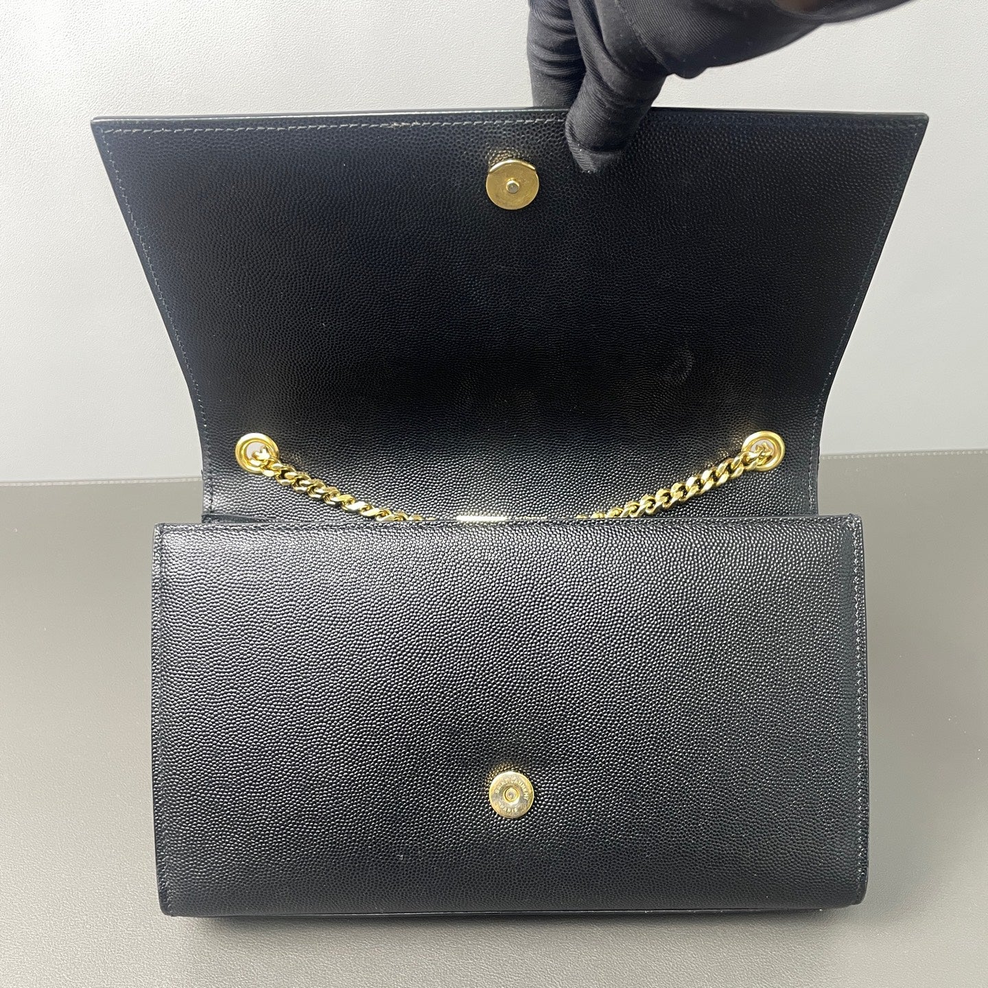 Saint Laurent - Kate Chain Bag - Grained cowhide leather - Black - (small)