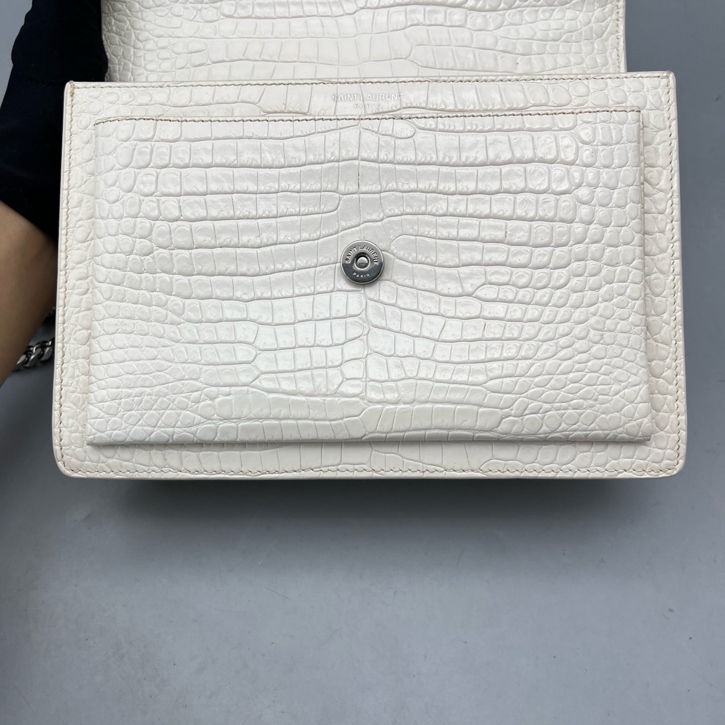 Saint Laurent - Sunset - Crocodile-embossed leather - White - (Medium)