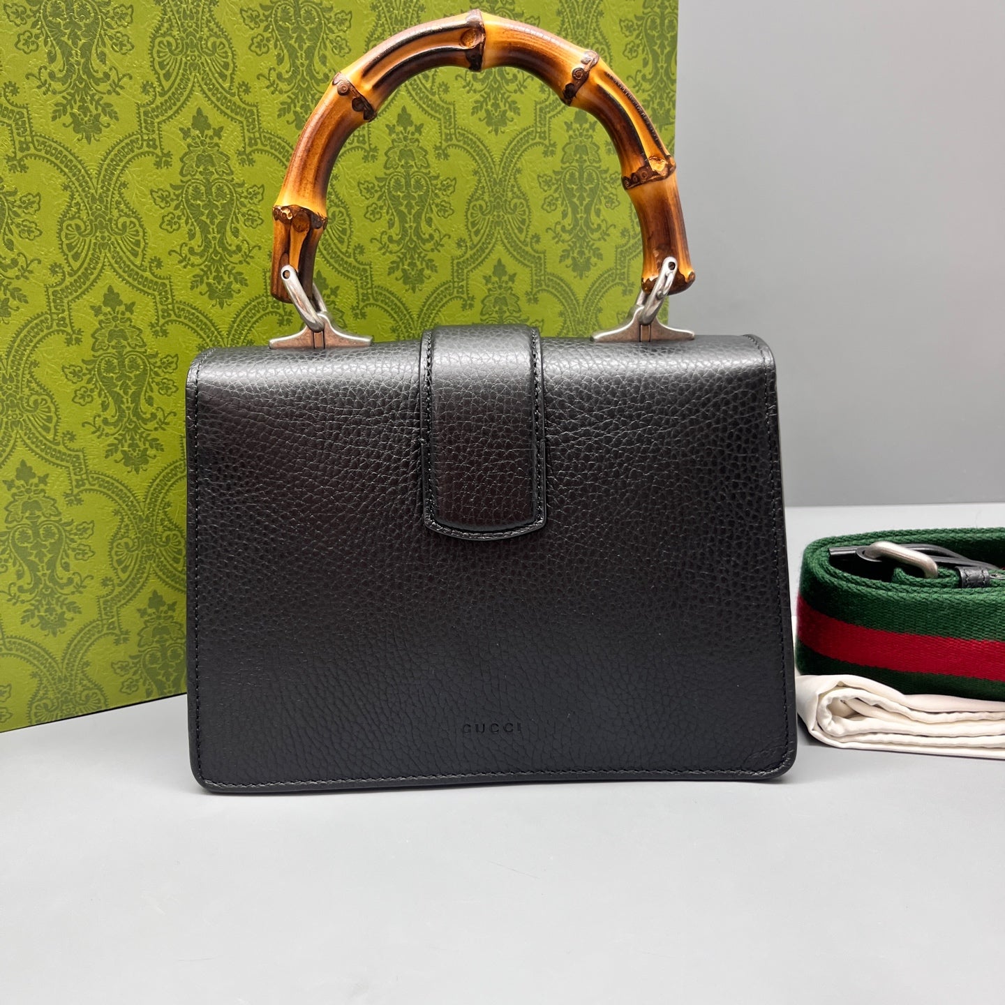 Gucci - Dionysus Bamboo Top Handle Bag - Pebbled leather - Black - (mini)