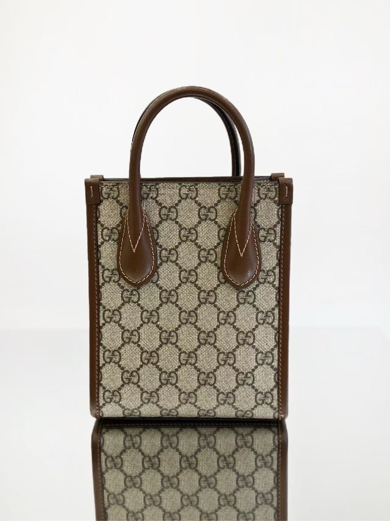 Gucci - Ophidia Mini Tote Bag - GG Supreme coated canvas and leather - Brown - (mini)