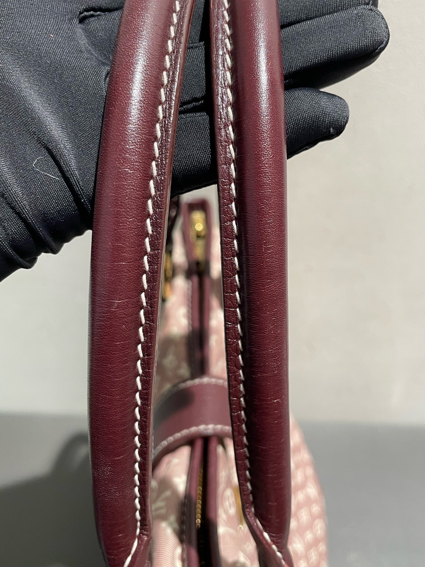 Louis Vuitton - Monogram Denim Framed Bag - Denim with leather trim - Raspberry with Burgundy accents - (Medium)