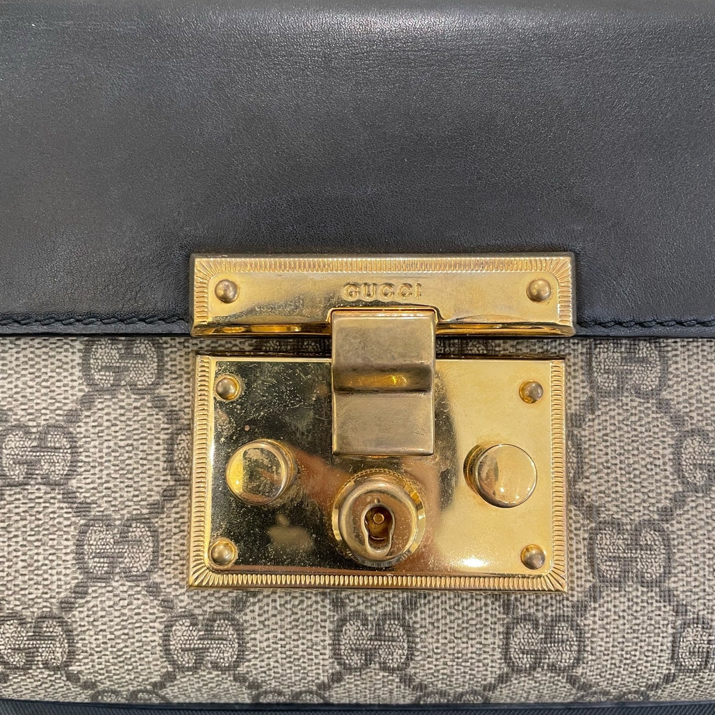 Gucci - Padlock Small Shoulder Bag - GG Supreme canvas with leather trim - Beige and Ebony with Black and Brown accents - (small)