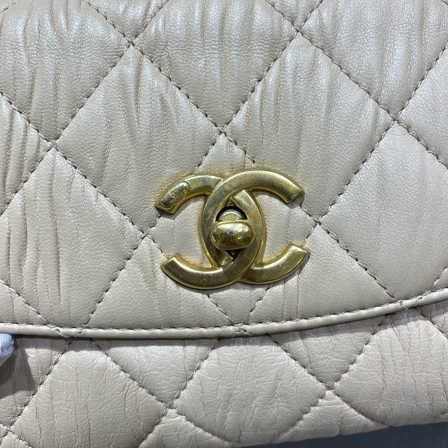 Chanel - Top Handle Flap Bag - Lambskin leather - Beige - (mini)