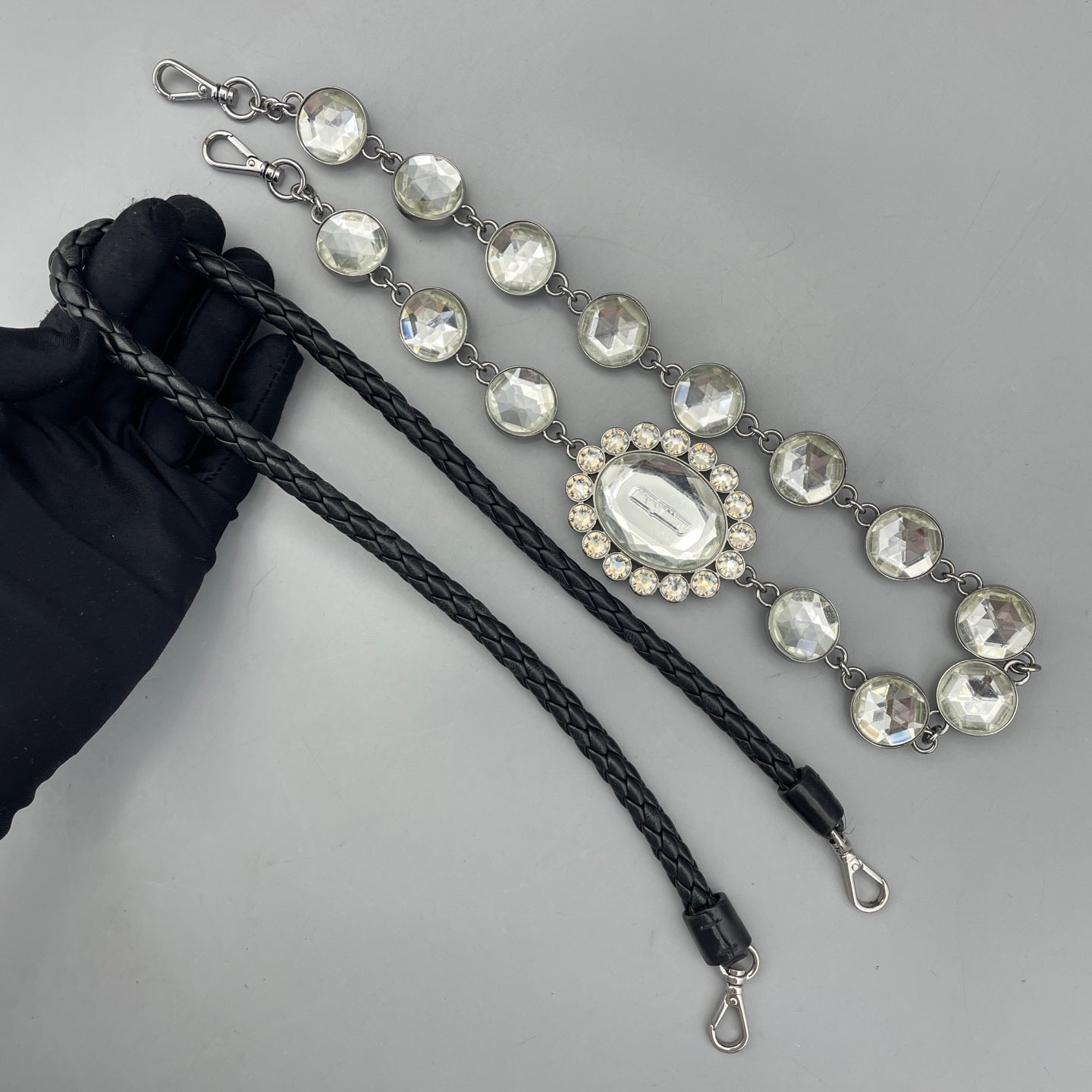 Miu Miu - Matelassé Gem-Embellished Chain Shoulder Bag / Clutch - Leather - Black - (medium)