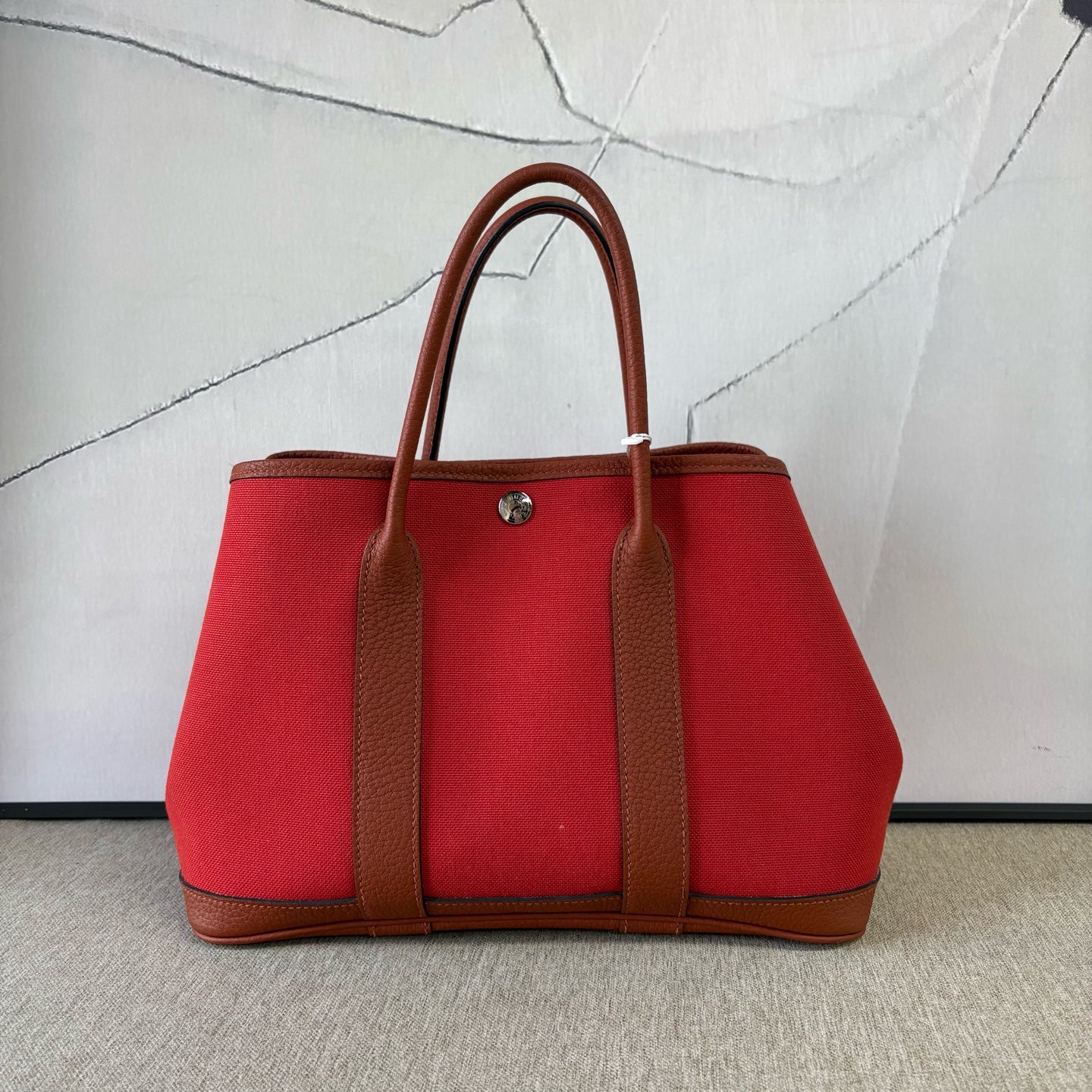 Hermes - Garden Party 30 - Canvas with Leather trim - Brick Red and Chestnut Brown - (Medium)