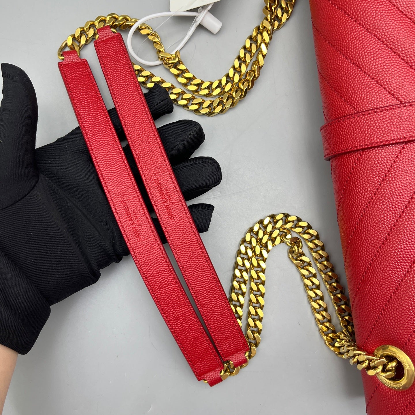 Saint Laurent - Envelope Chain Bag - Caviar leather - Red - (Large)