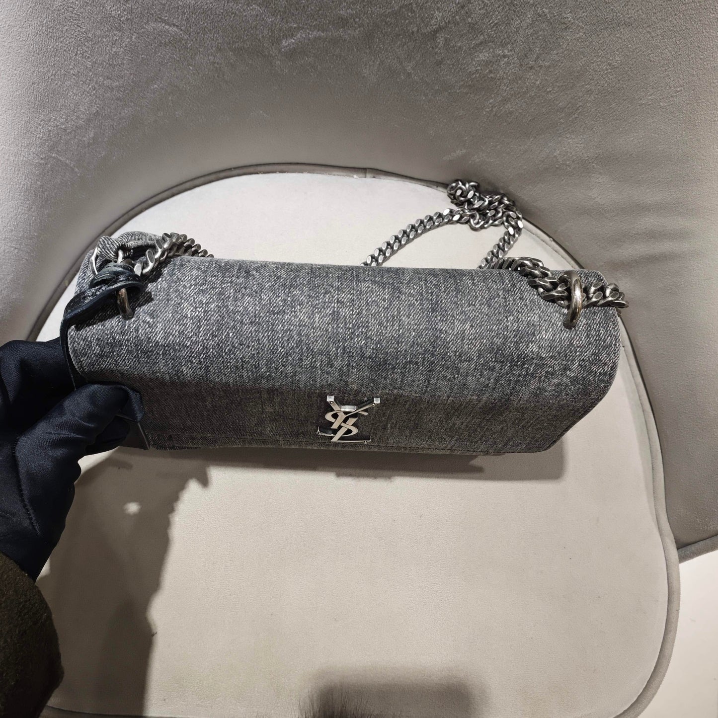 Saint Laurent - Sunset Bag - Denim - Jeans - Grey - (small)