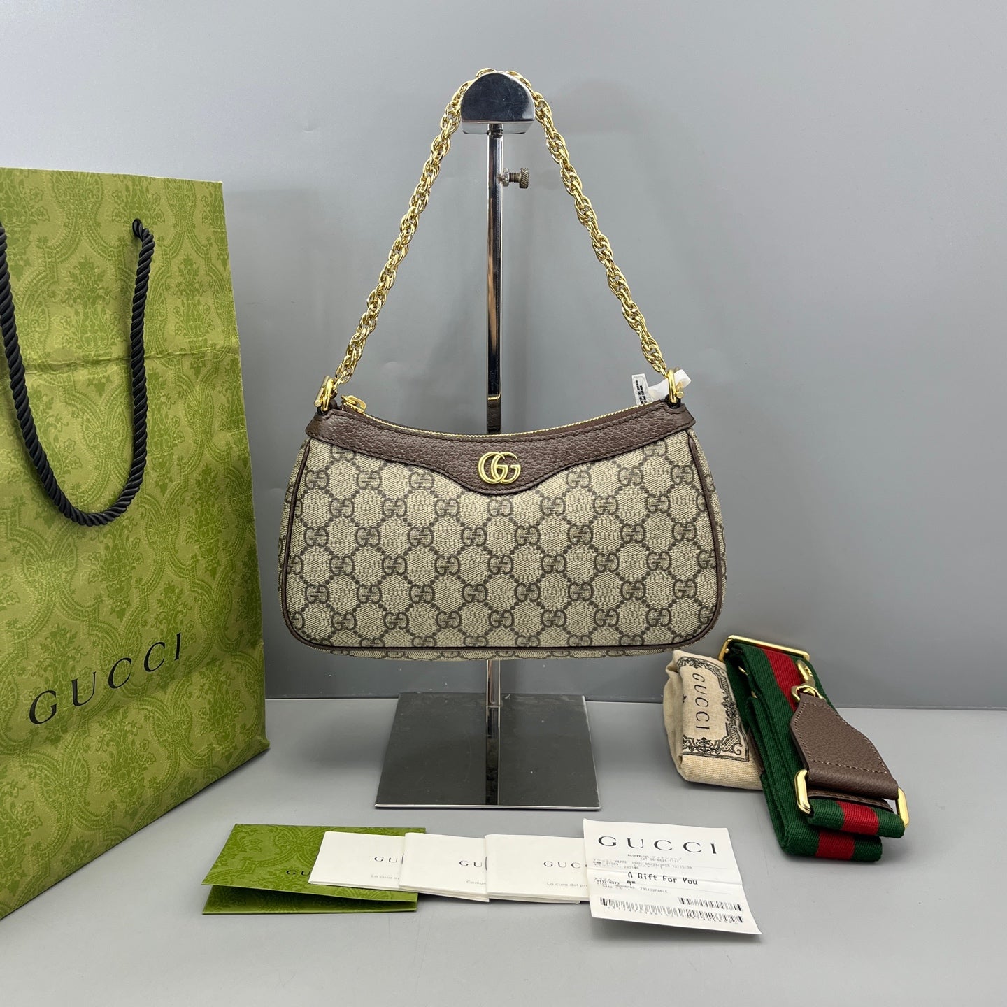 Gucci - Ophidia GG Mini Shoulder Bag - GG Supreme canvas with leather trim - Brown - (mini)