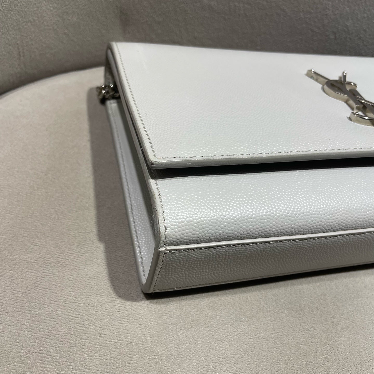 Saint Laurent - Kate - Grained calfskin leather - Grey - (small)