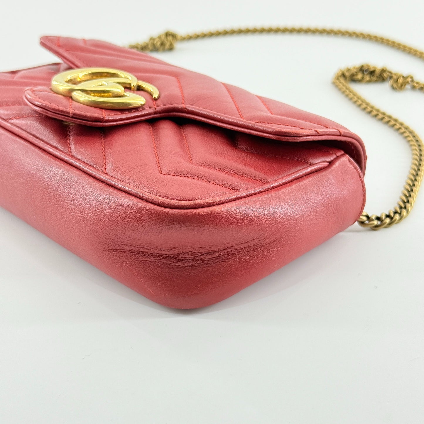 Gucci - Marmont Mini Chain Bag - Leather - Red - (mini)