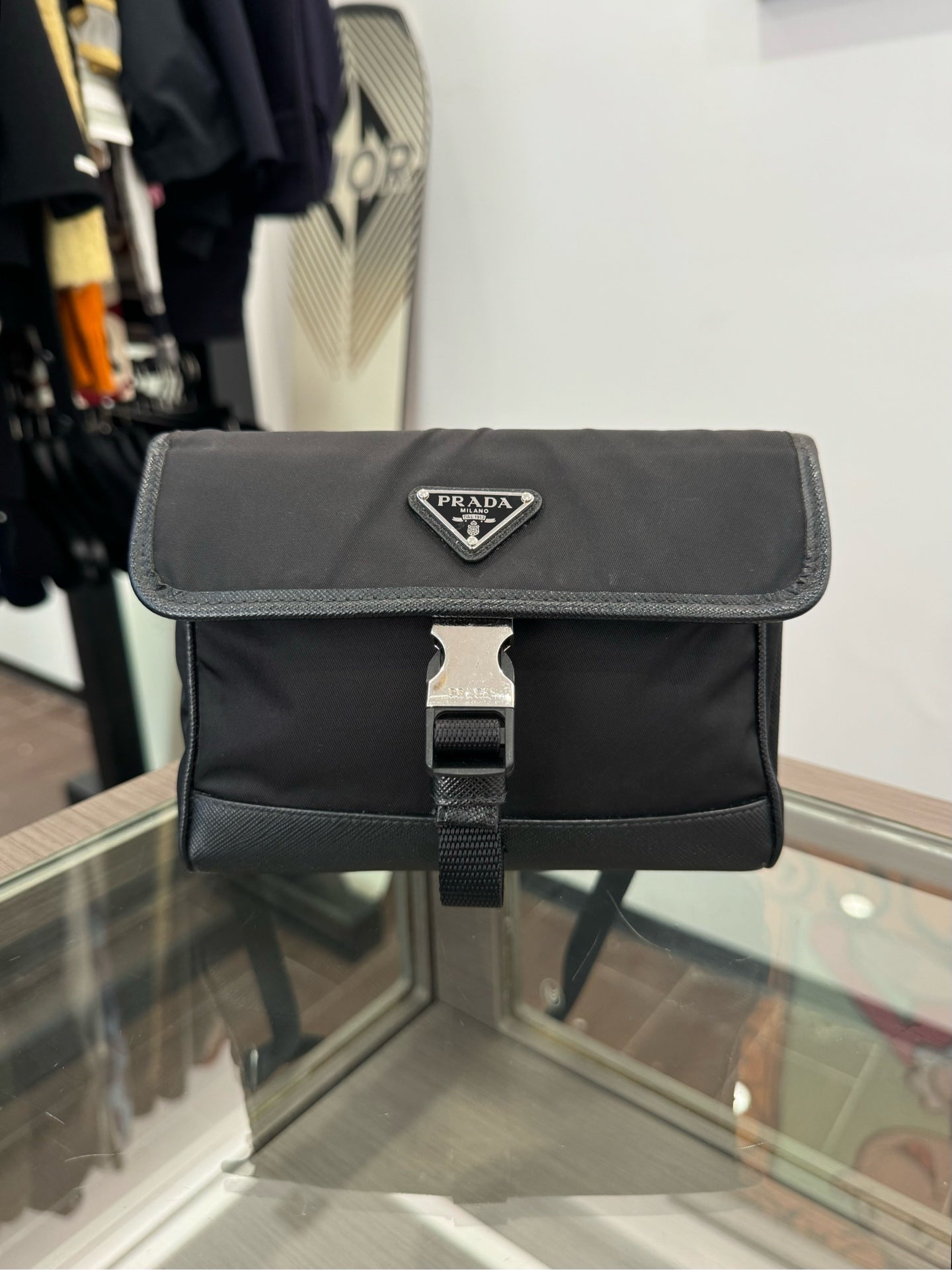 Prada - Re-Nylon and Saffiano Leather Messenger Bag - Re-Nylon with Saffiano leather trim - Black - (small)