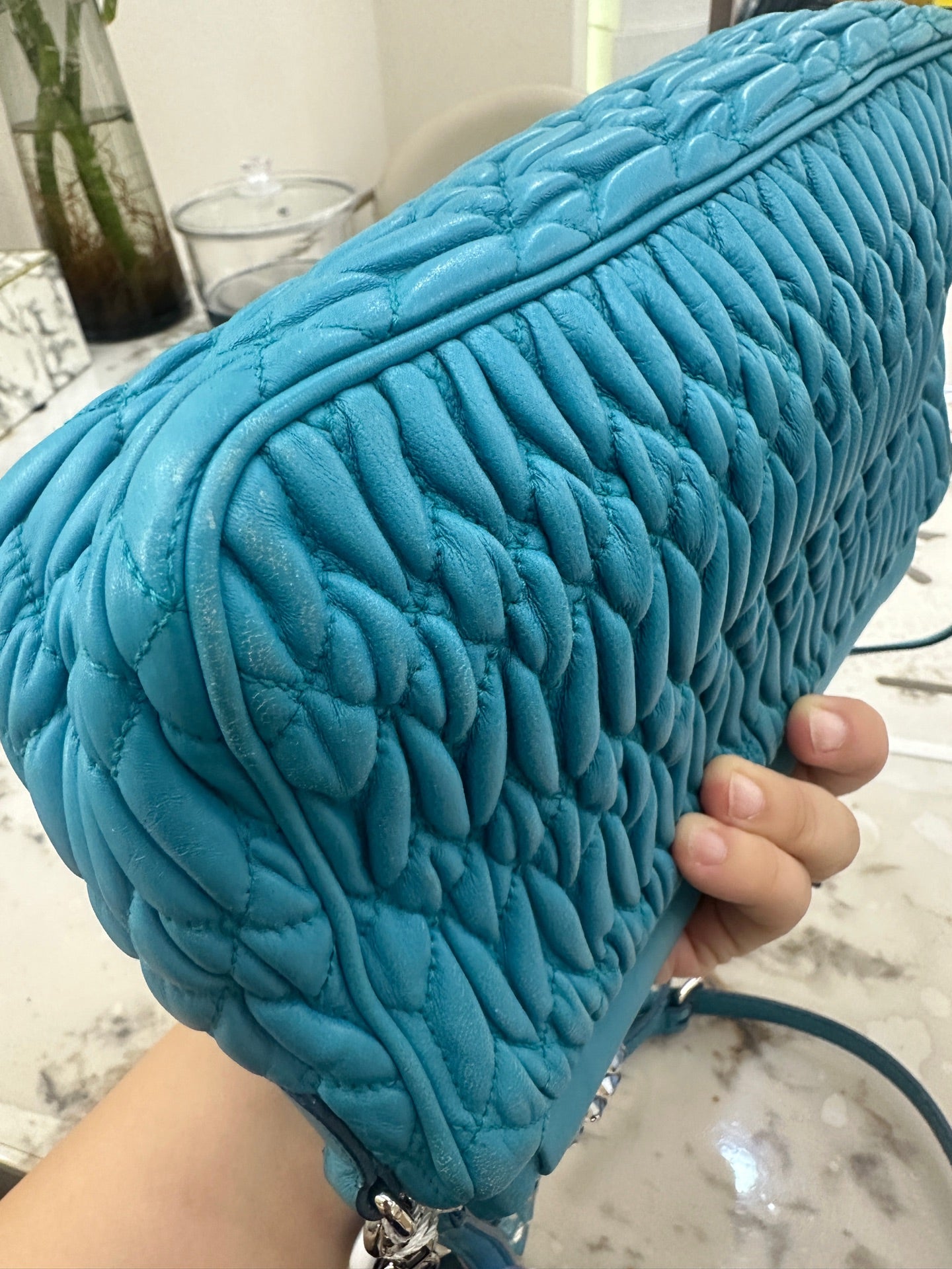 Miu Miu - Matelassé Crystal Bag - Leather - Blue - (small)