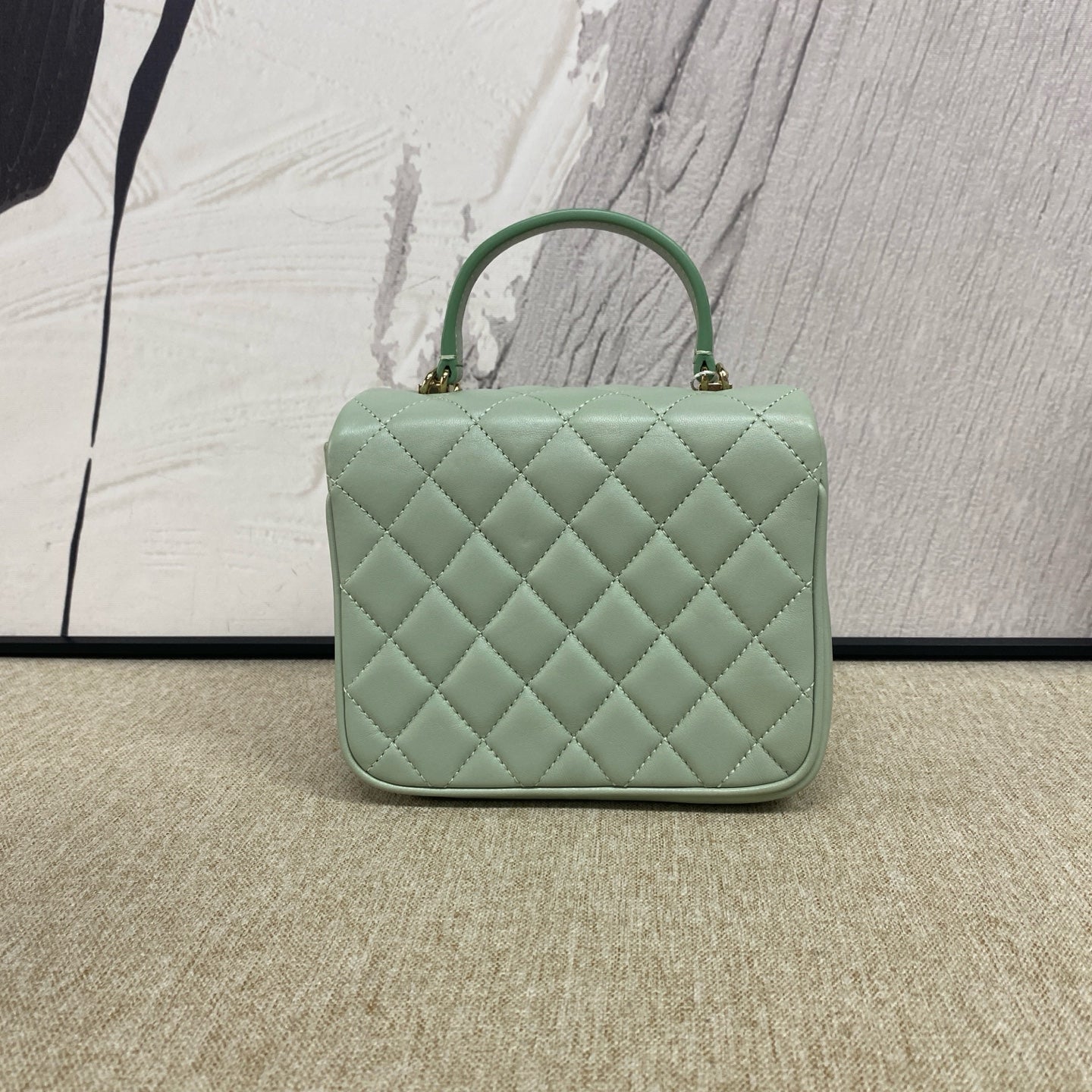 Chanel - Top Handle Accordion Flap Bag - Lambskin leather - Mint Green - (mini)