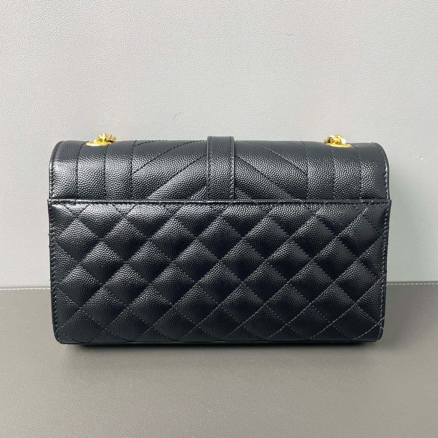 Saint Laurent - Monogram Envelope Wallet on Chain - Grained leather - Black - (mini)