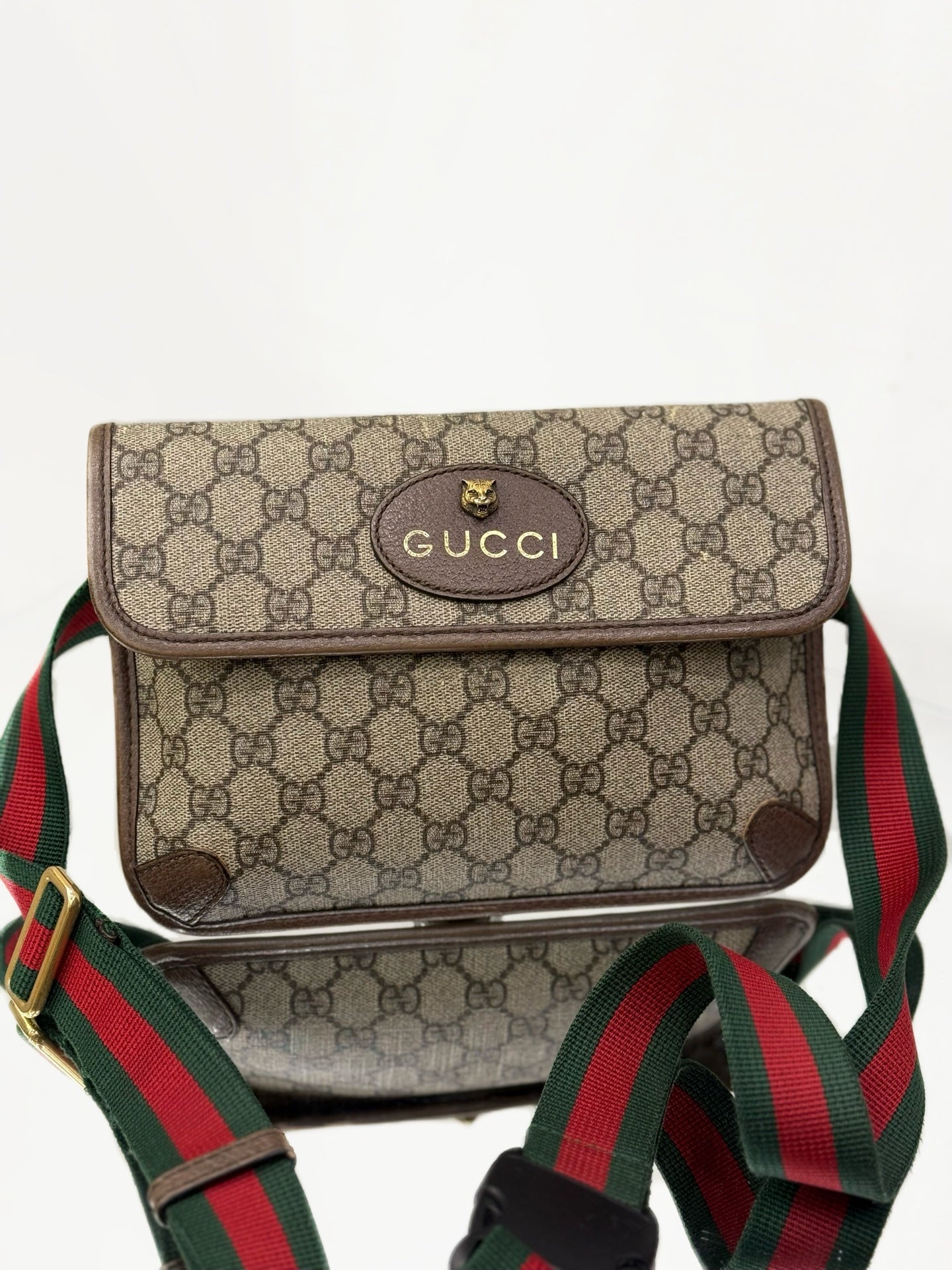 Gucci - GG Supreme Neo Vintage Tiger Head Belt Bag - GG Supreme canvas with leather trim - Beige - (small)