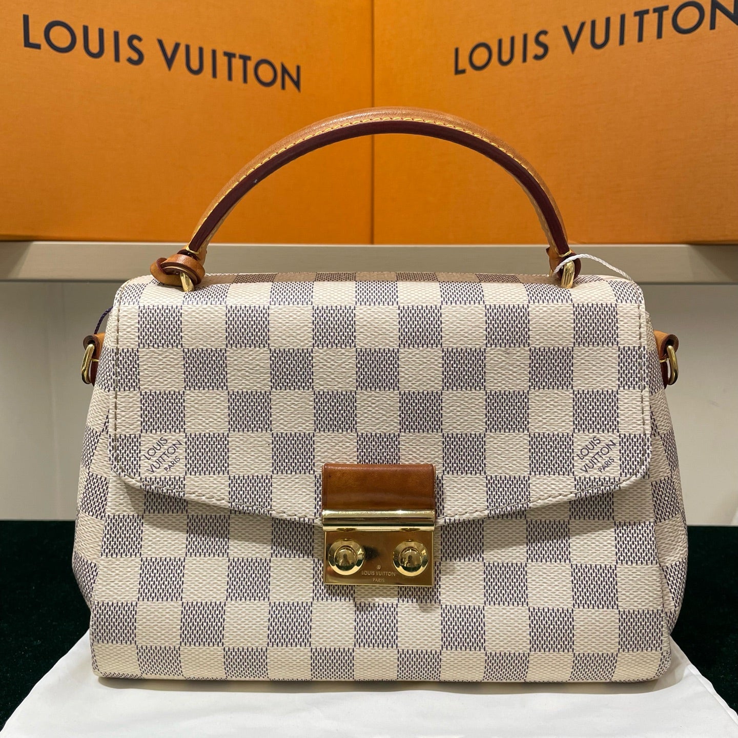 Louis Vuitton - Croisette - Damier Azur coated canvas with natural Vachetta leather trim - White - (Small)