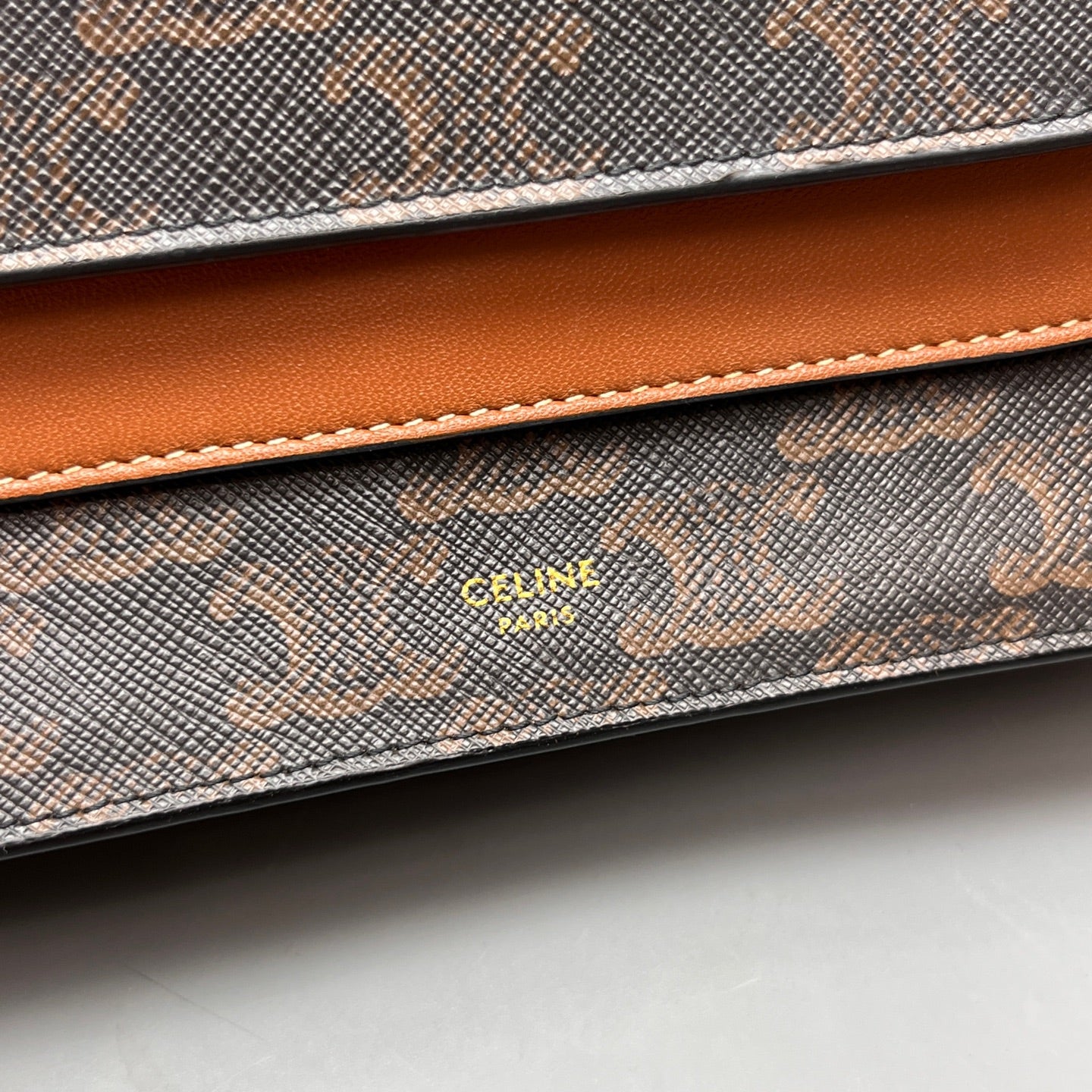 Celine - Triomphe Canvas Wallet on Chain Envelope Bag - Coated canvas and calfskin leather - Brown and Camel - (small)