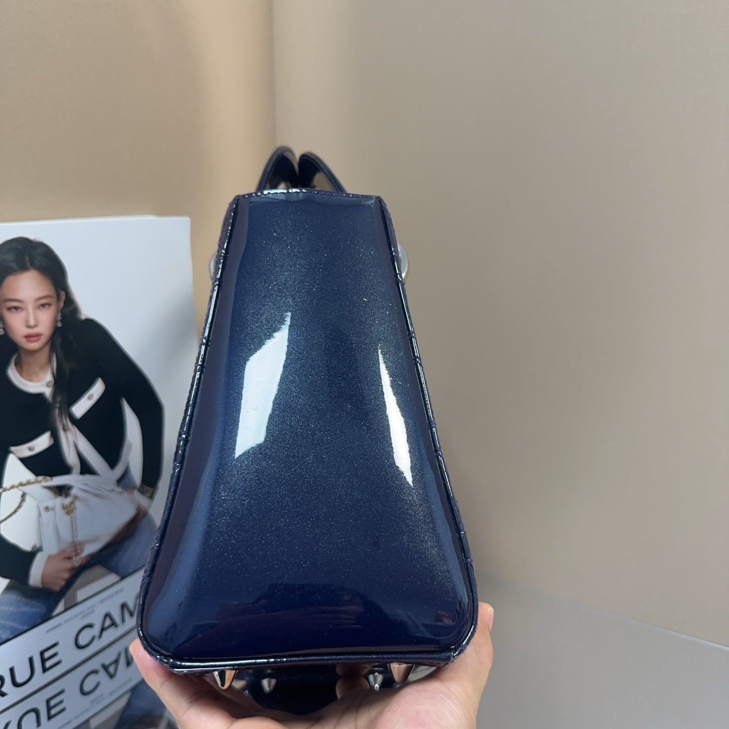 Dior - Lady Dior - Patent leather - Navy - (medium)