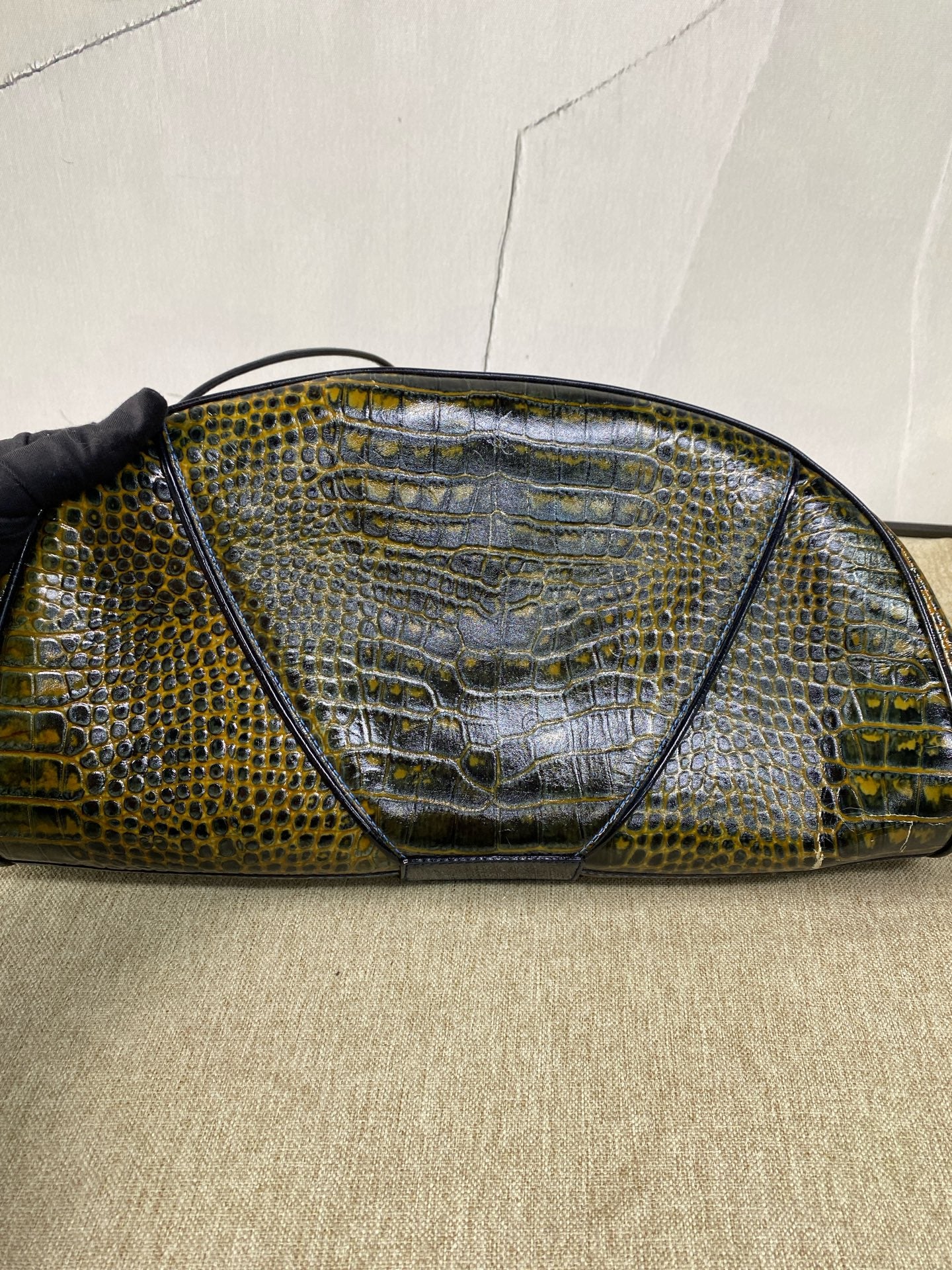 Dior - CC7206 Crocodile Embossed Shoulder Bag - Leather - Multicolour (Yellow, Green, and Black) - (medium)