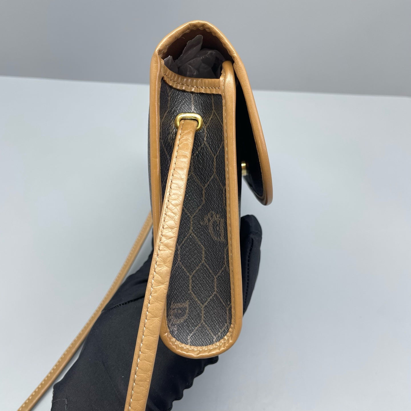 Dior - Vintage Honeycomb Flap Shoulder Bag - Coated canvas with leather trim - Brown - (Small)
