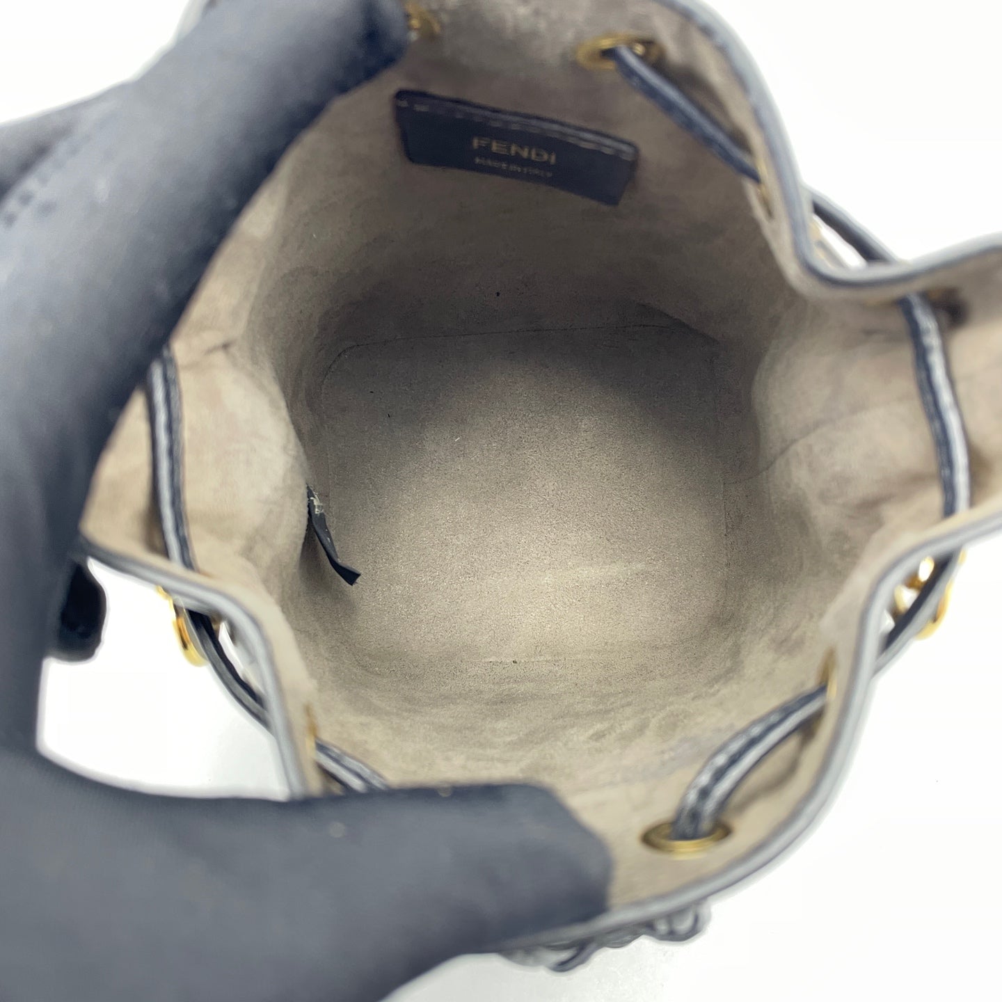 Fendi - Mon Tresor Mini Bucket Bag - Embossed leather - Brown and Black with Gold-Tone Hardware - (mini)