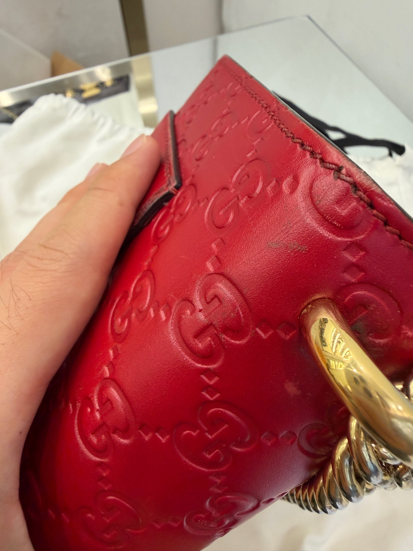 Gucci - Padlock - Guccissima embossed leather - Red - (small)