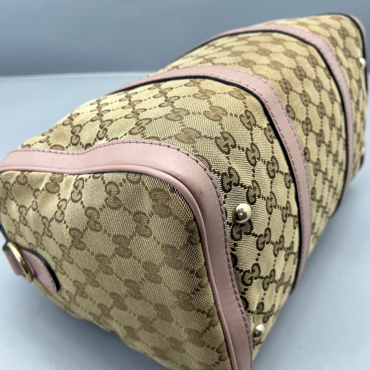Gucci - Boston Bag - GG Supreme canvas with leather trim - Beige and Pink - (medium)