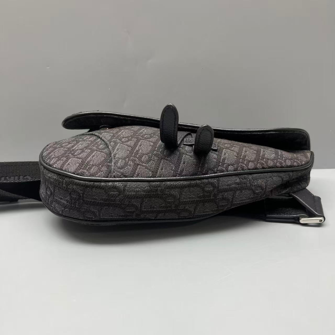 Dior - Saddle Bag - Oblique canvas with leather trim - Grey - (Medium)