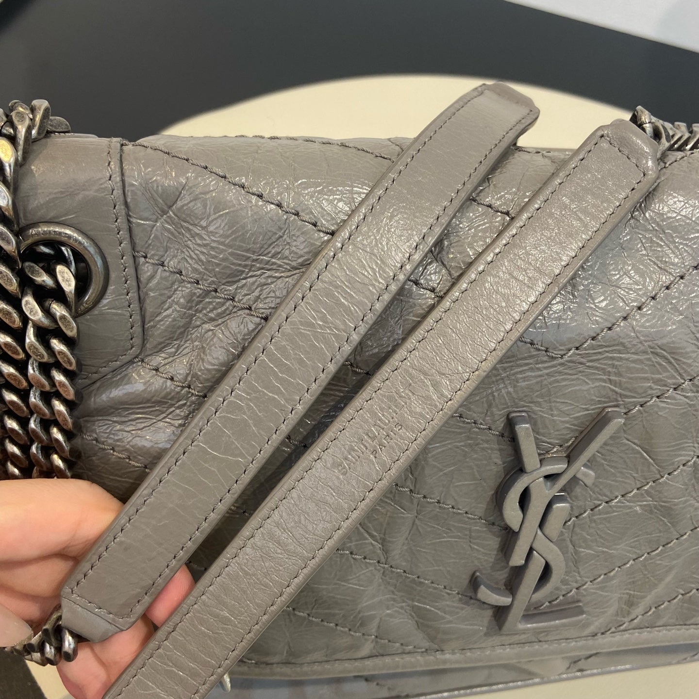 Saint Laurent - Niki Medium - Leather - Grey - (medium)