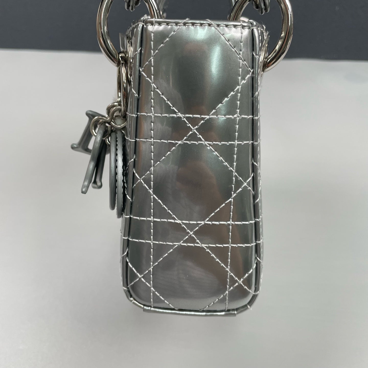 Dior - Limited Edition Lady Dior Mini Bear Bag - Patent leather - Silver - (mini)