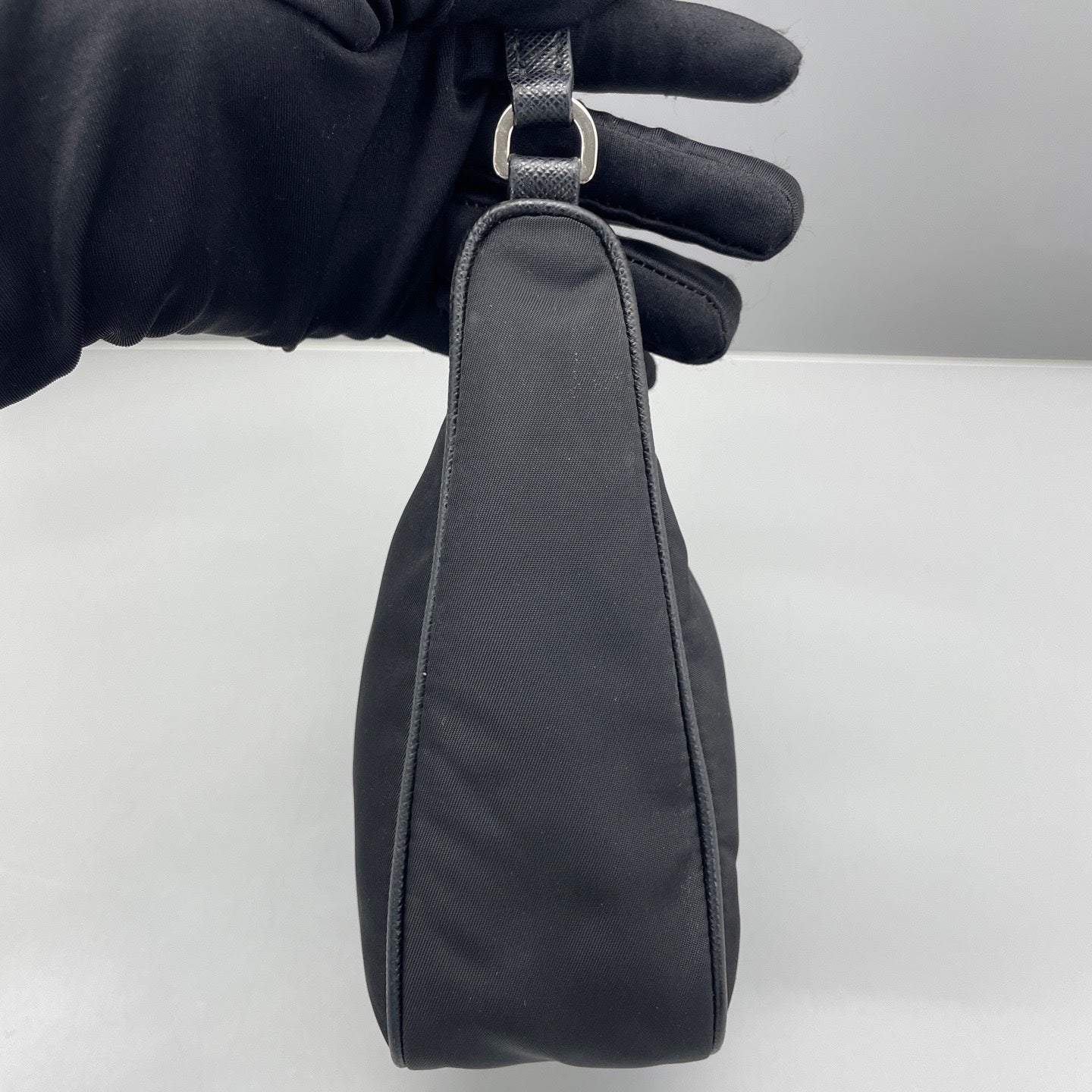 Prada - Re-Edition 2005 Hobo - Prada Re-Nylon (polyamide) with Saffiano leather trim - Black with Silver-Tone Hardware - (Small)