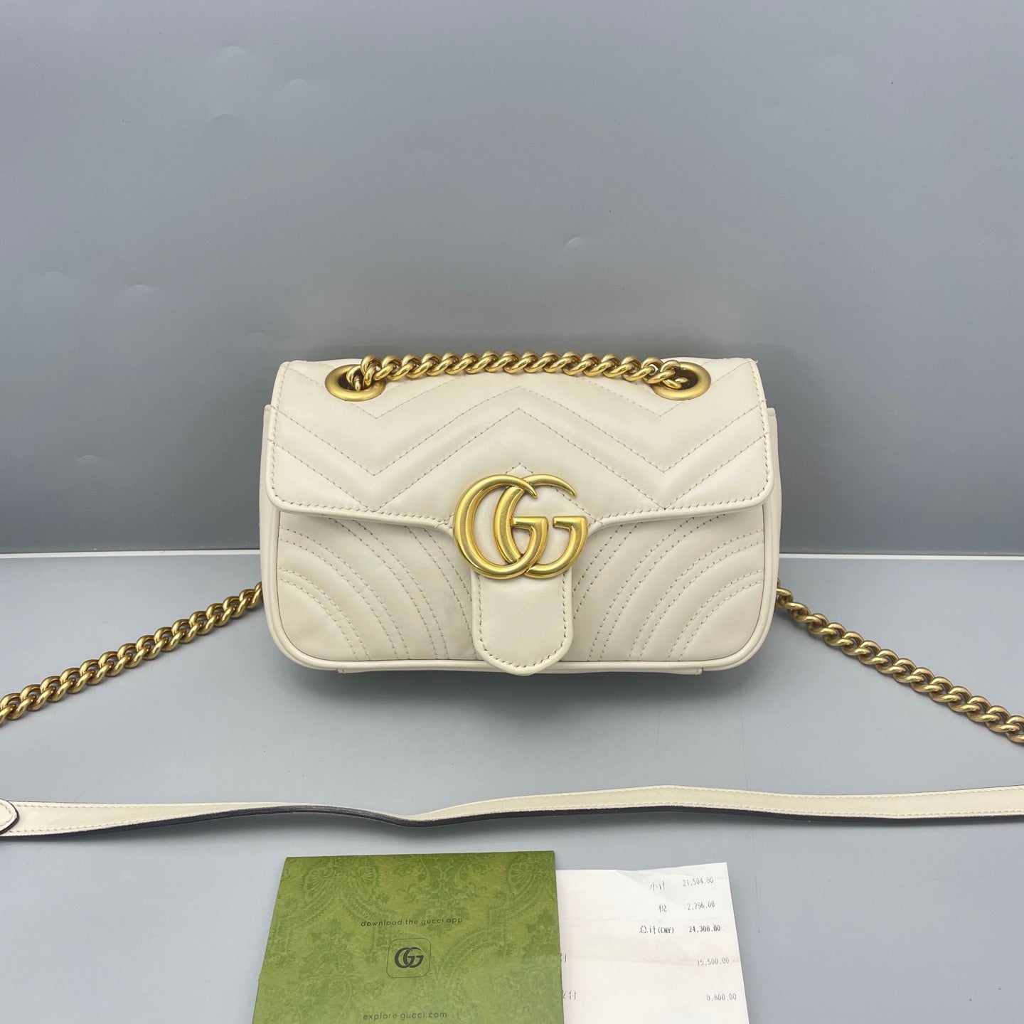 Gucci - GG Marmont Matelassé Small Shoulder Bag - Calfskin leather - White - (Small)