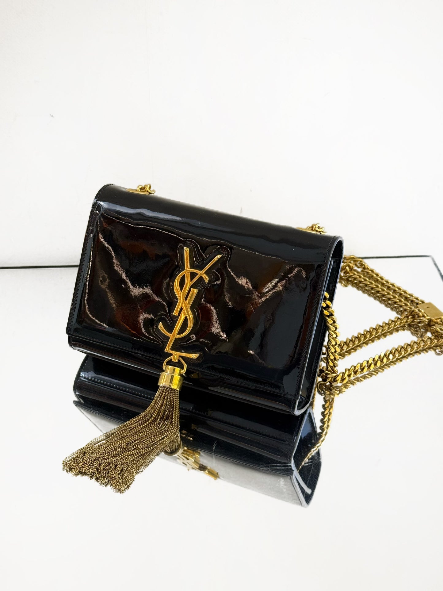 Saint Laurent - Kate Mini Tassel Chain Bag - Patent leather - Black - (mini)