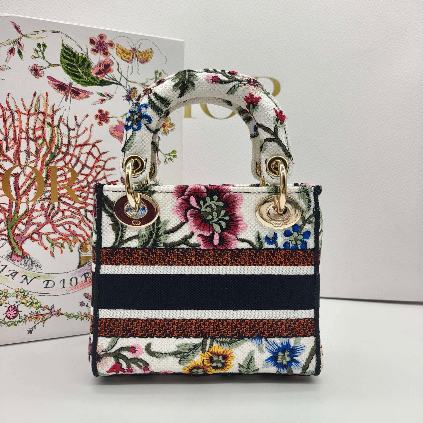 Dior - Lady D-Lite - Embroidered canvas - White with Multicolour embroidery - (Mini)