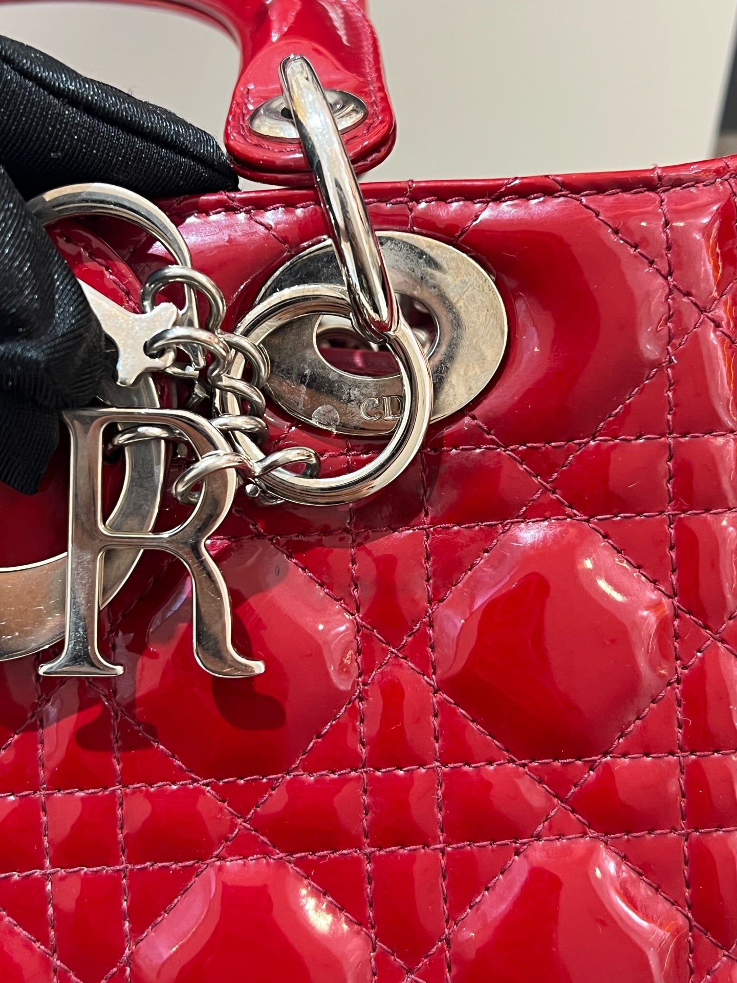 Dior - Lady Dior 5-Grids - Patent leather - Red - (Medium)