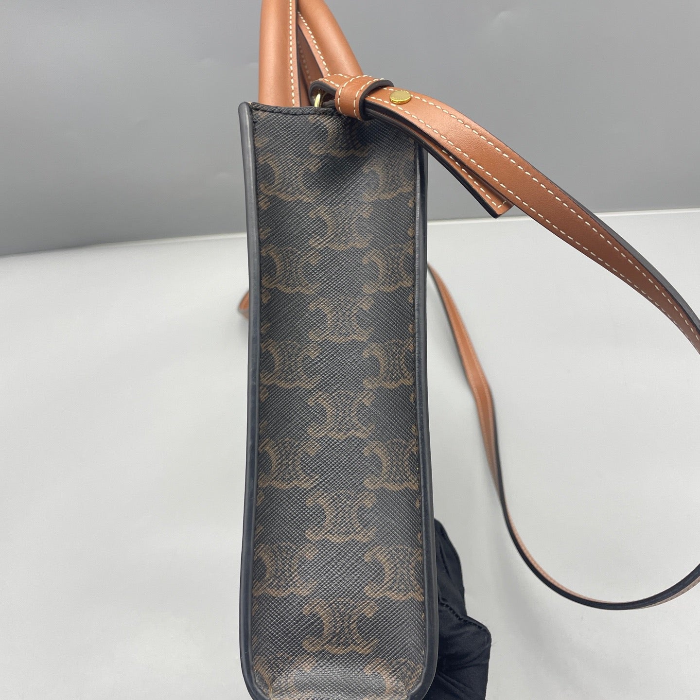 Celine - Mini Vertical Cabas - Triomphe coated canvas and leather - Brown - (mini)