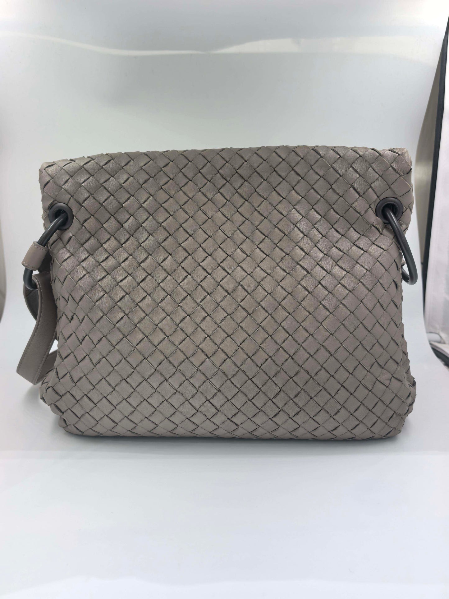 Bottega Veneta - Intrecciato Flap Shoulder Bag - Leather - Grey - (medium)