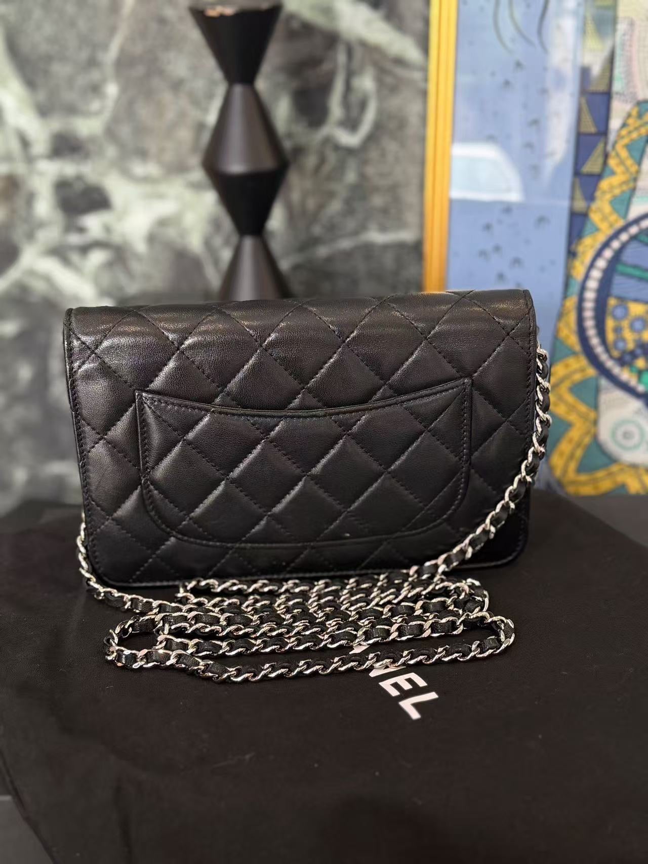 Chanel - Classic Chain Wallet (WOC) - Lambskin leather - Black - (mini)