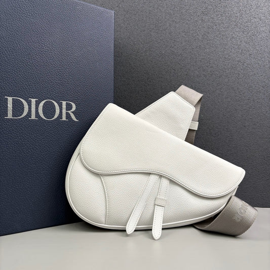 Dior - Saddle Bag - Grained leather - White - (small)
