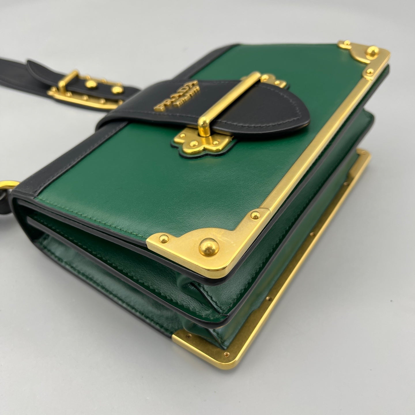 Prada - Cahier - Leather - Black and Green - (Small)