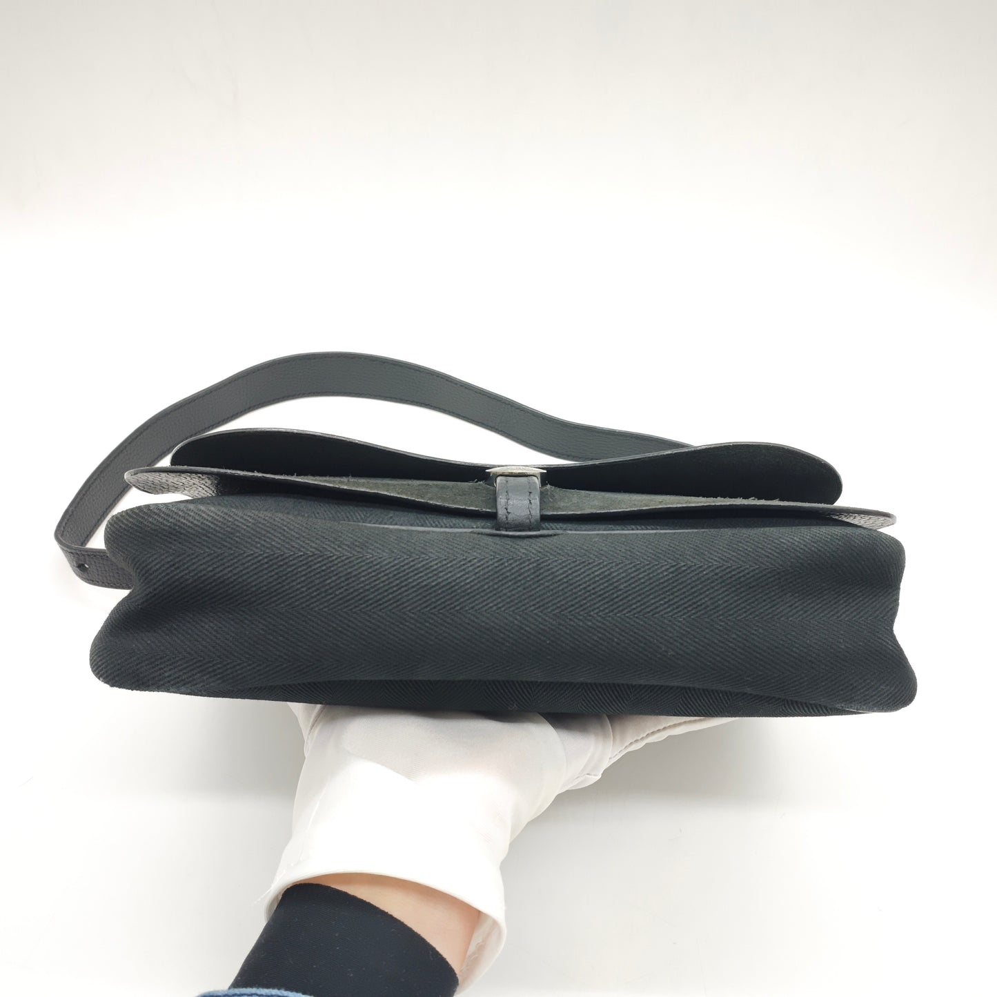 Hermès - Colorado Saddle Bag - Black canvas combined with Togo leather and suede - Black - (mini)