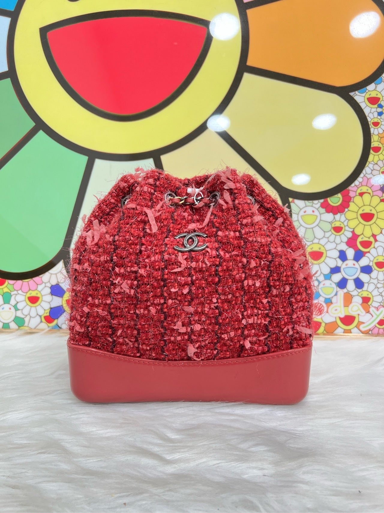 Chanel - Gabrielle Backpack - Tweed and cowhide leather - Red - (Small)