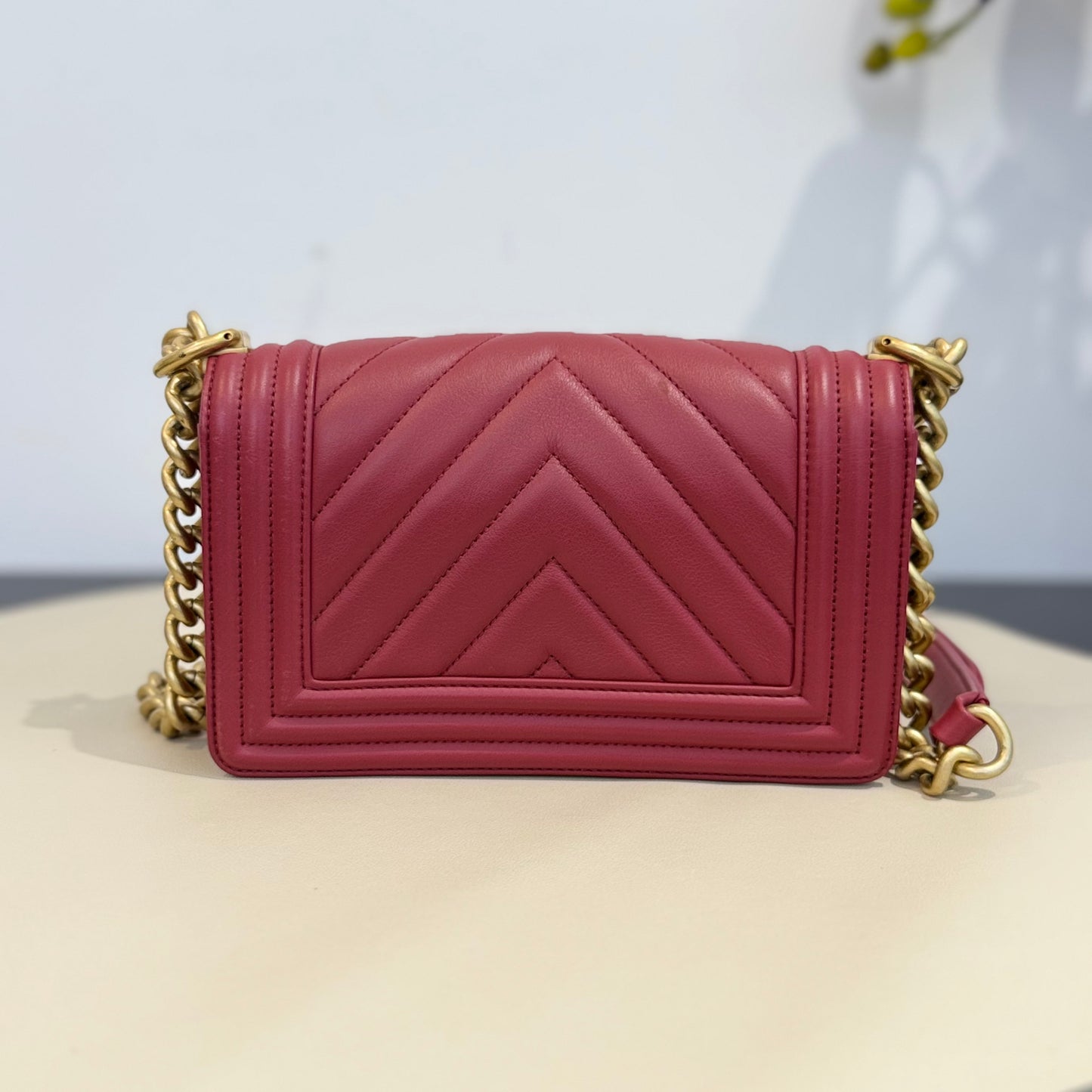 Chanel - Boy Chanel Small - Calfskin leather - Tomato Red with Gold-Tone Hardware - (Small)