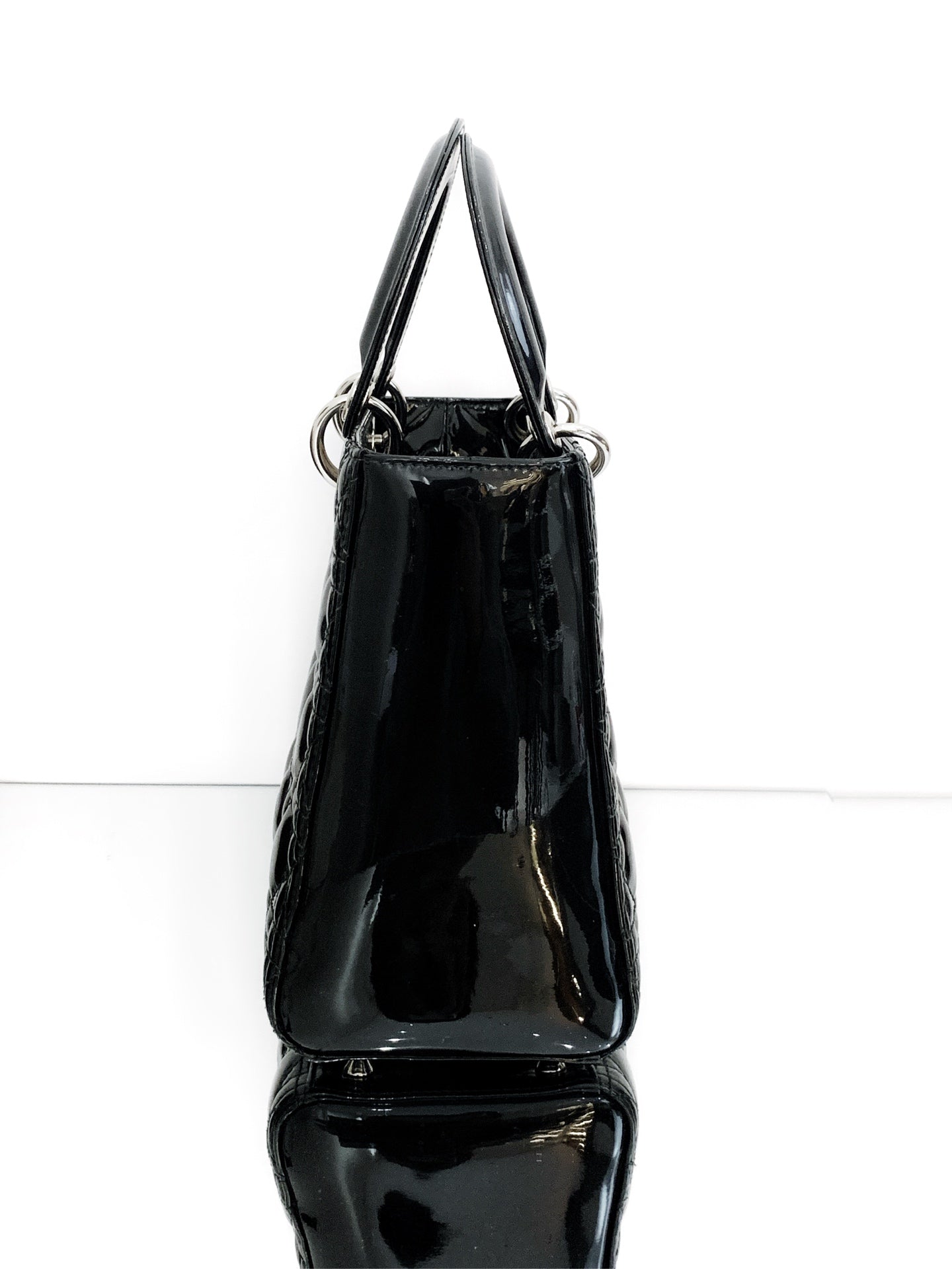 Dior - Lady Dior (5-Grid/Cannage) - Patent leather - Black - (Medium)