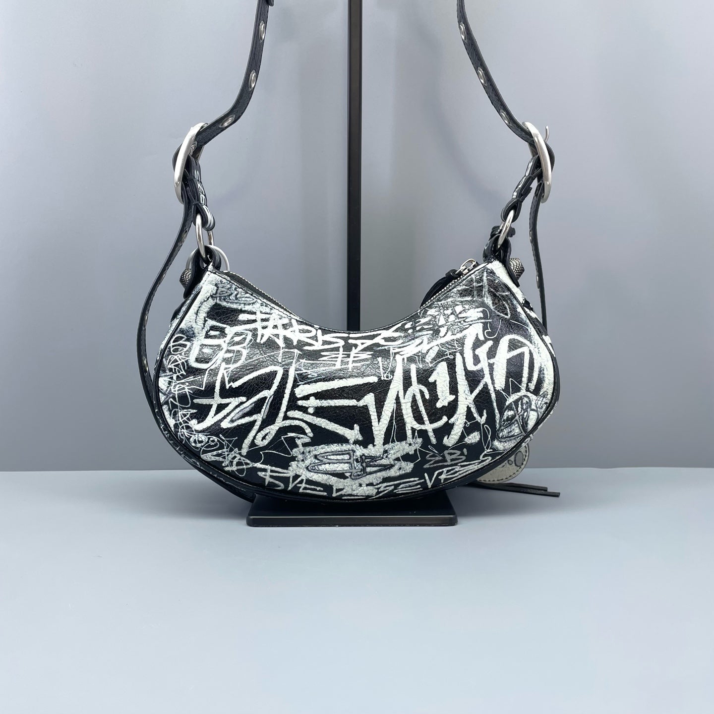 Balenciaga - Le Cagole Mini Half-Moon Bag - Crinkled lambskin leather - Black - (mini)