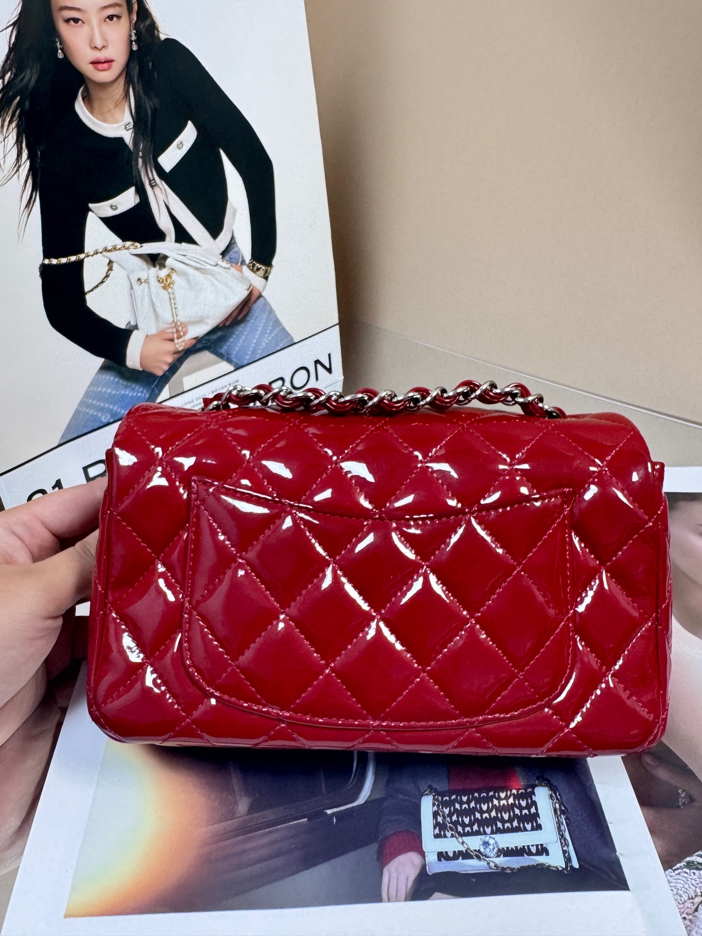Chanel - Classic Flap Mini Rectangular - Patent leather - Red - (mini)