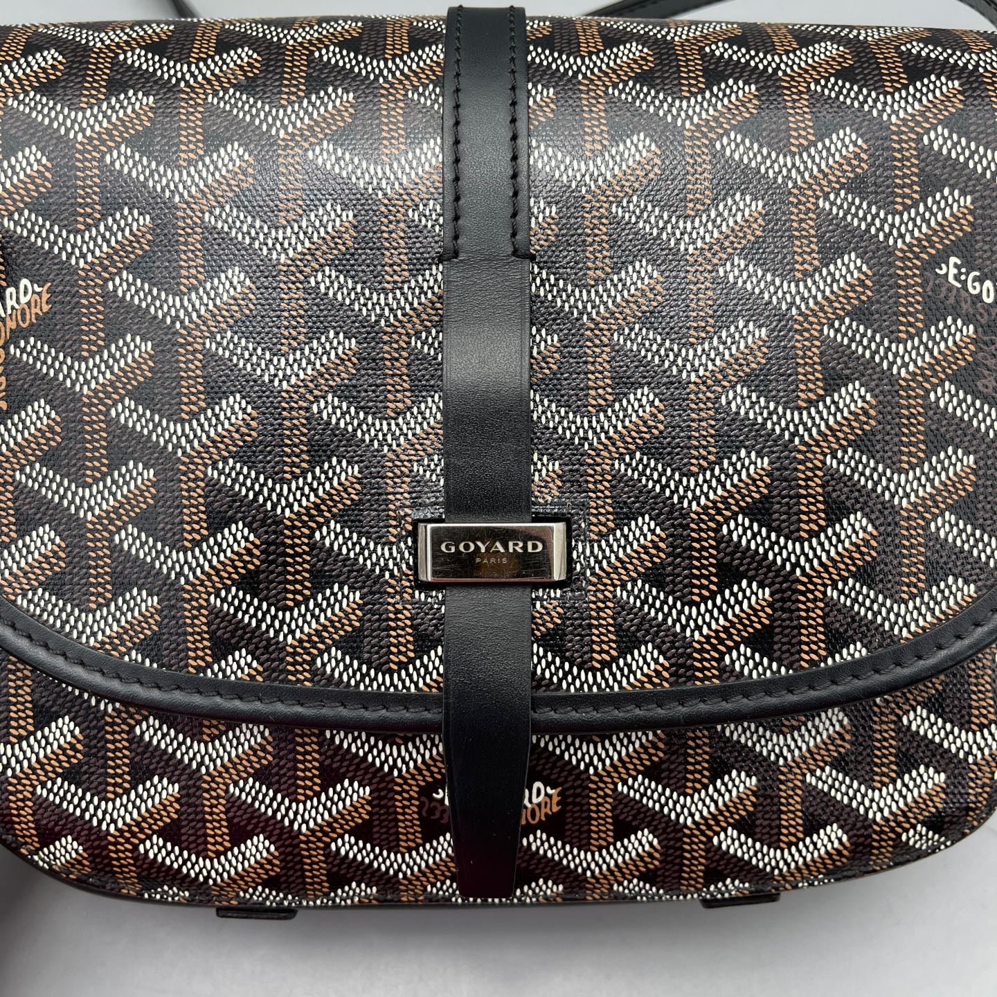 Goyard - Buckle Messenger Bag Small - Goyardine Canvas with Leather Trim - Black - (small)