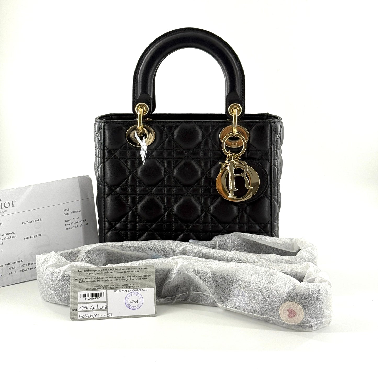 Dior - Lady Dior - Lambskin leather - Black - (small)
