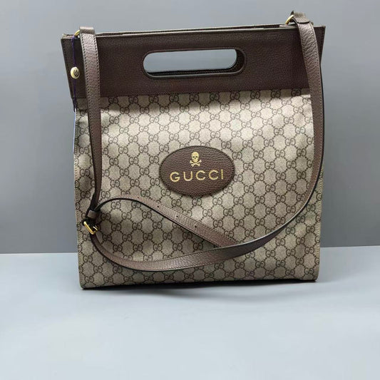 Gucci - GucciGhost GG Supreme Tote Bag - GG Supreme canvas with leather trim - Brown - (large)